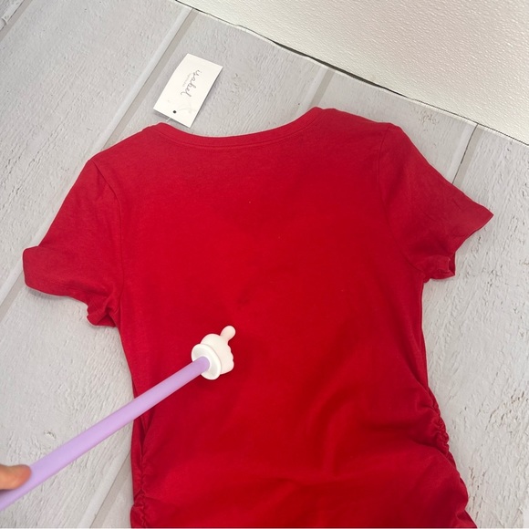 Short Sleeve V-Neck Maternity T-Shirt Isabel Maternity by Ingrid & Isabe|Red XS - Picture 13 of 16